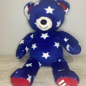 Build-A-Bear USA red white blue bear 16" plush stuffed animal Patriotic
